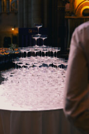 Champagnetoren tijdens de ontvangst van de Grundfos 50 Years Celebration.
